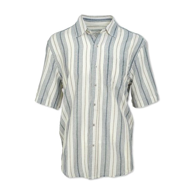 PURNELL Men's Short Sleeved Striped Madras Shirt