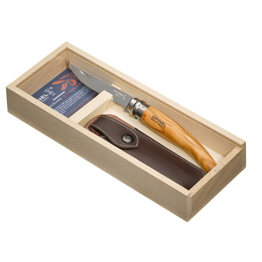 OPINEL Knife No. 10 Slim Olive With Wood Box